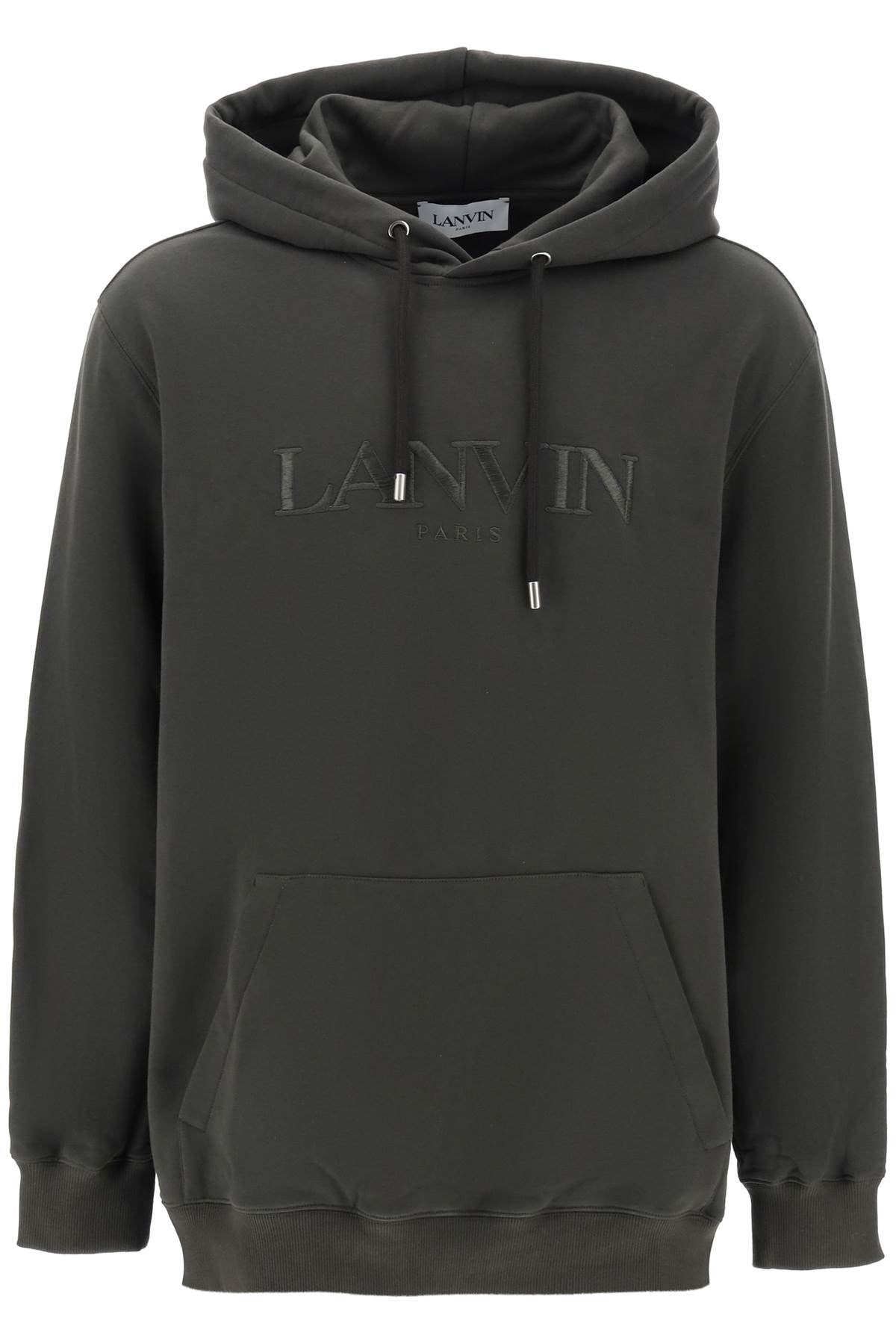 Shop Lanvin Green Embroidered Hoodie For Men