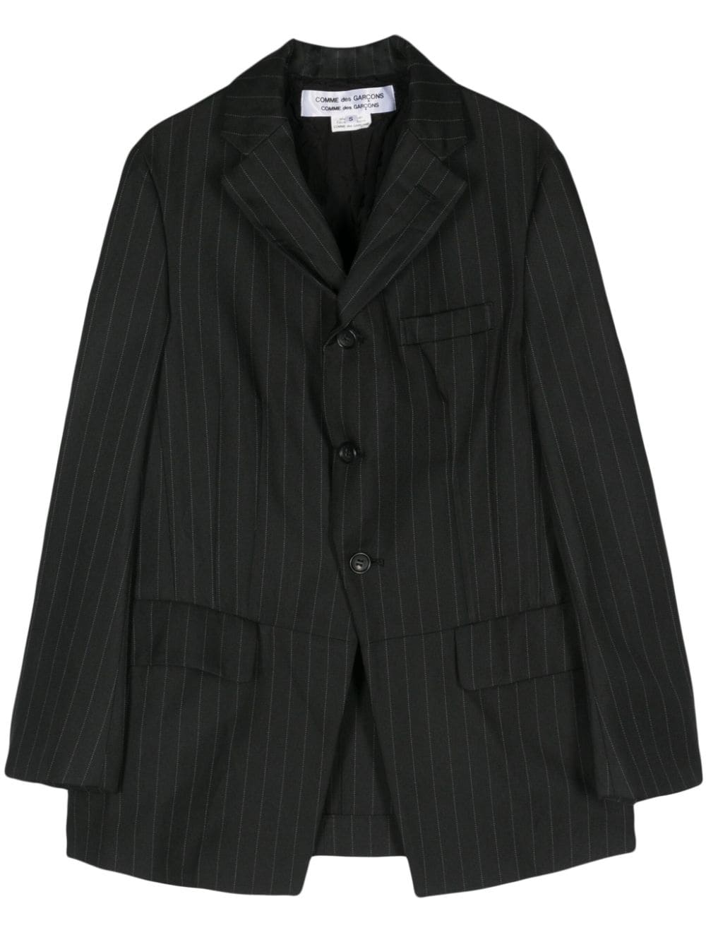 Shop Comme Des Garçons Black Pinstripe Single-breasted Jacket For Women