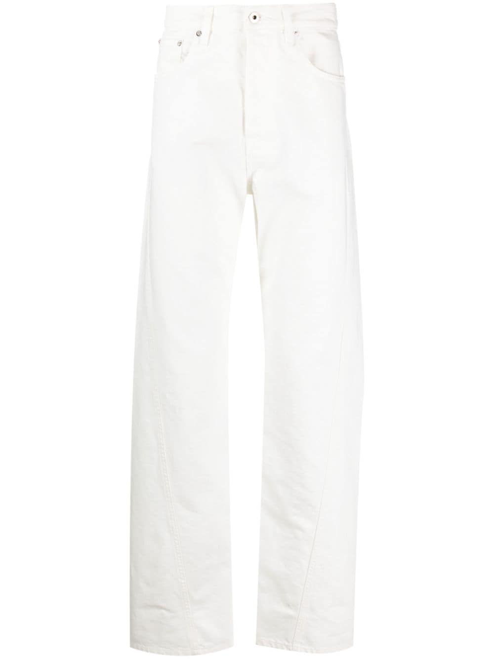 Lanvin Optical White Cotton Denim Twist Detailing Men's Jeans