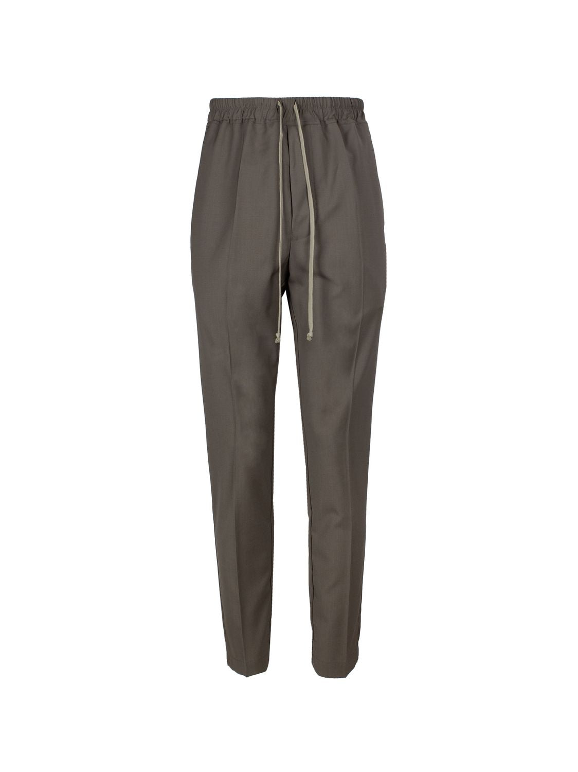 Rick Owens Men's Taupe Grey Straight-leg Drawstring Trousers With Pressed Crease In Gray