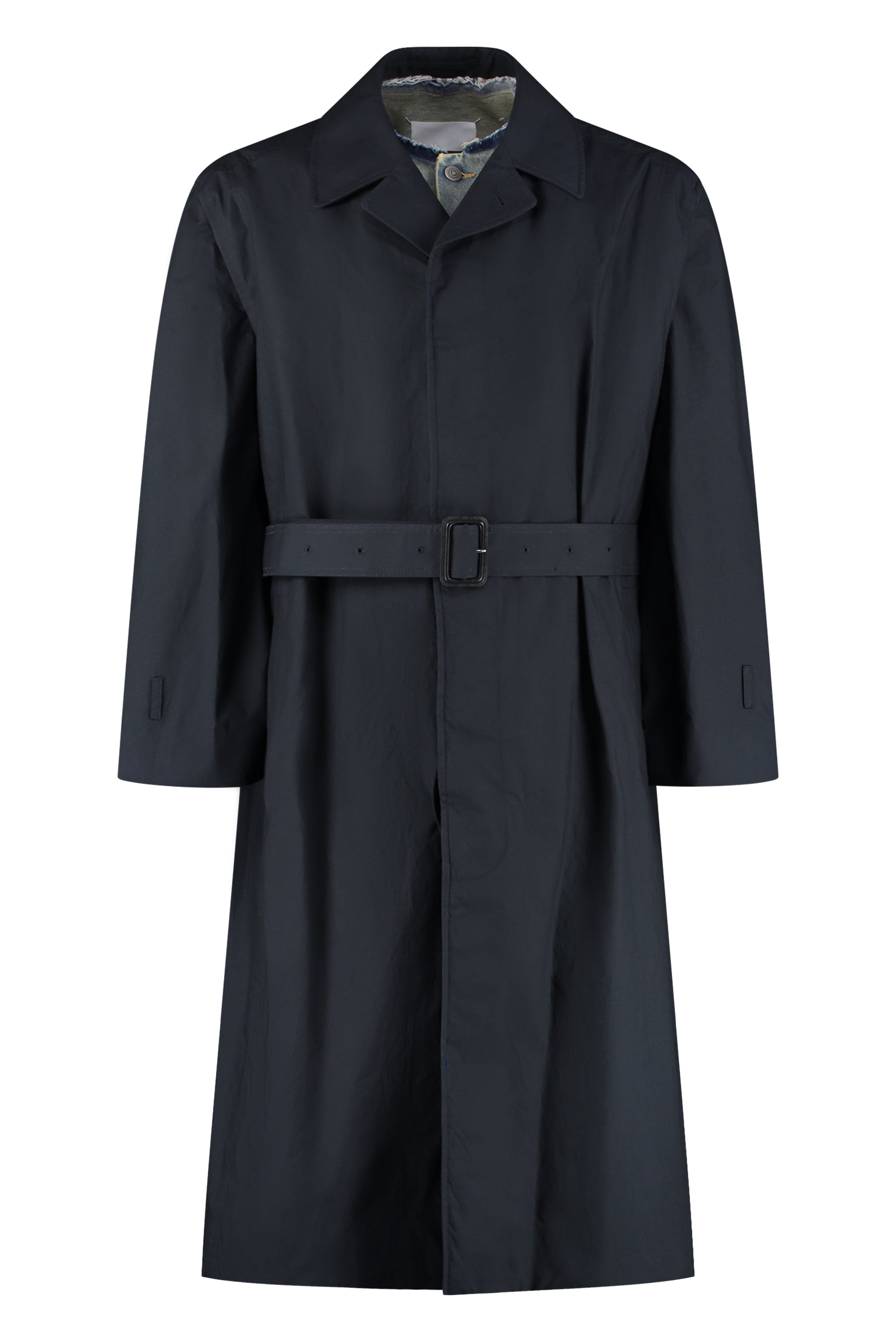 Shop Maison Margiela Layered Cotton Trench Jacket For Men In Blue