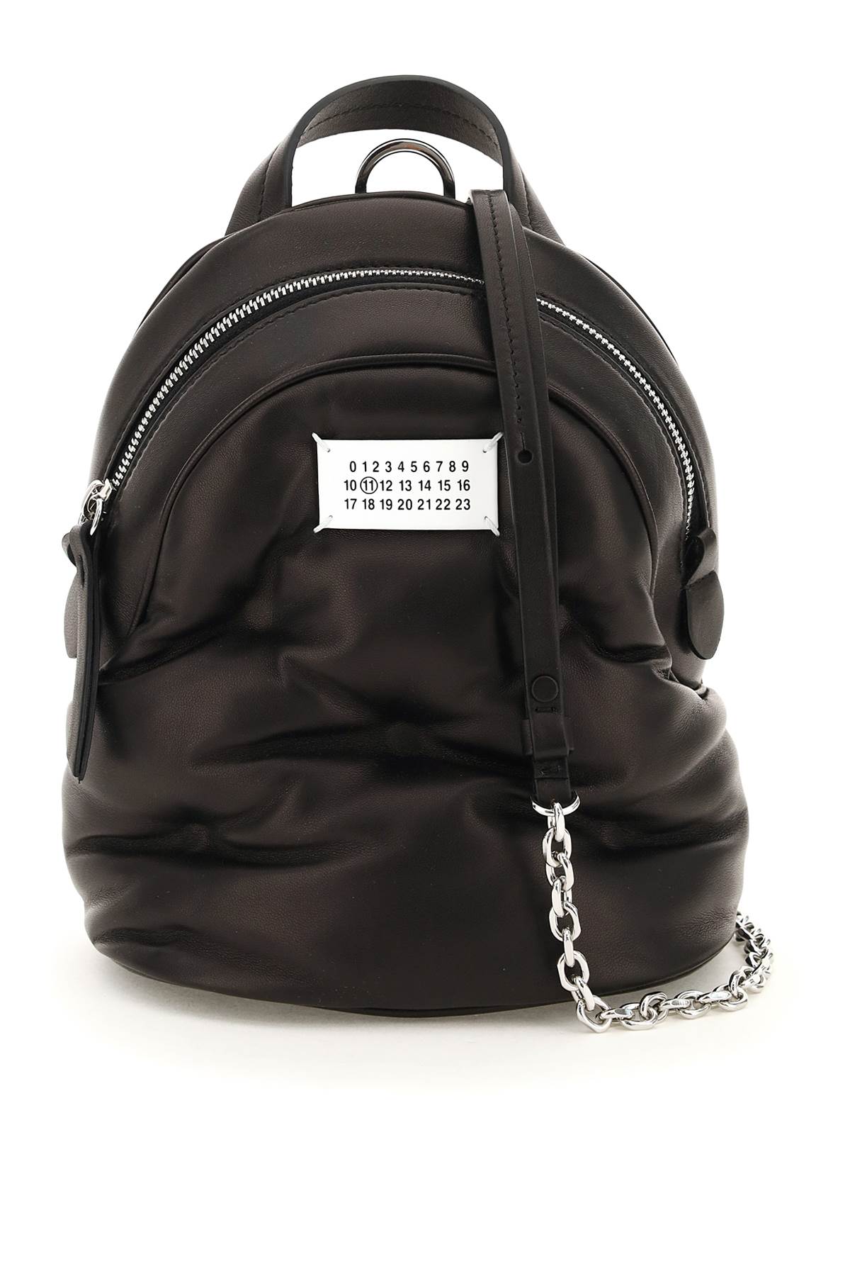 Shop Maison Margiela Black Quilted Leather Backpack For Men With Logo Appliqué And Detachable Strap