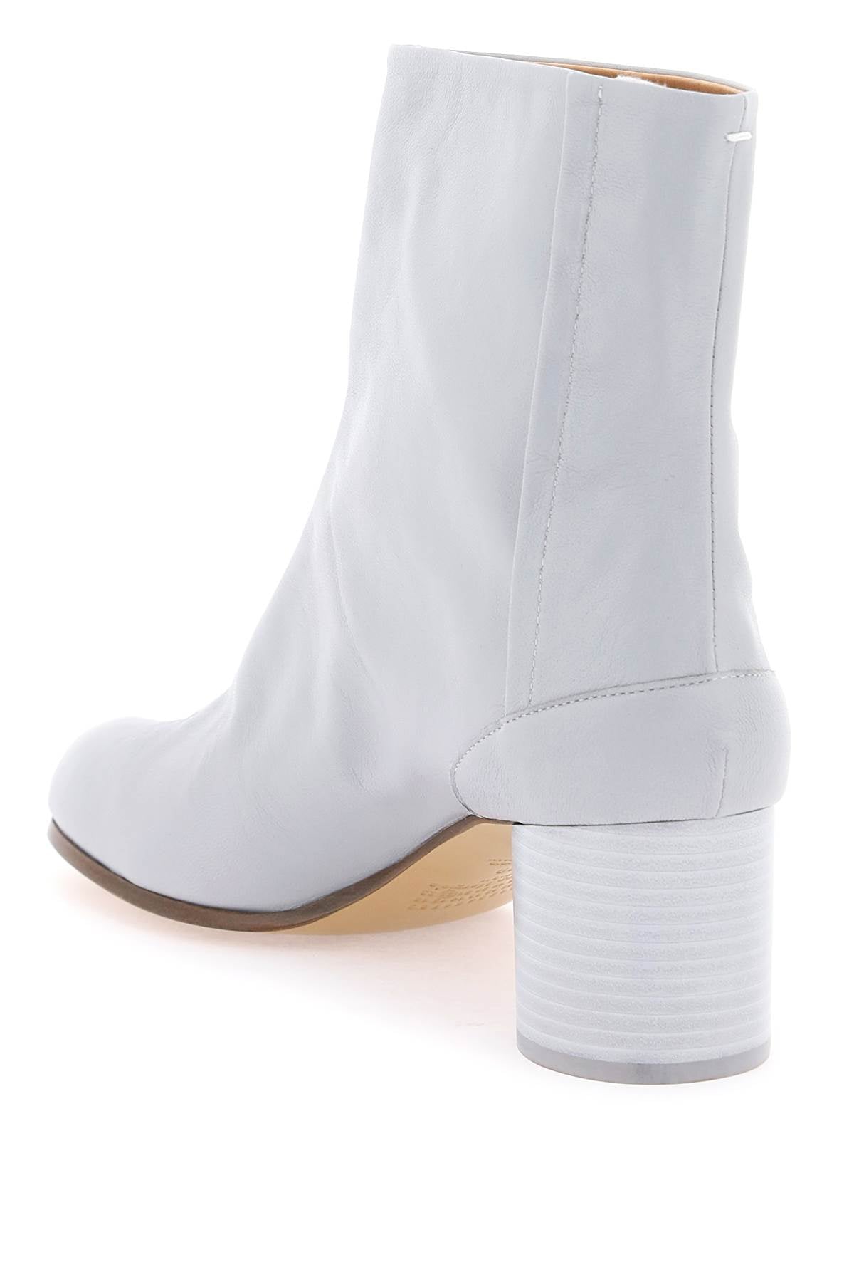 Shop Maison Margiela Multicolor Leather Ankle Boots With Iconic Cut And Distinctive White Stitch