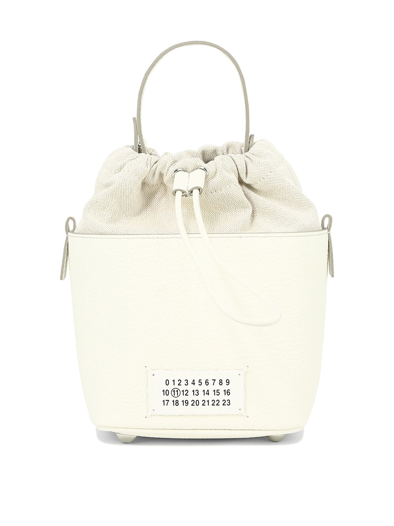 Shop Maison Margiela Classic White Bucket Bag With A Chic Twist