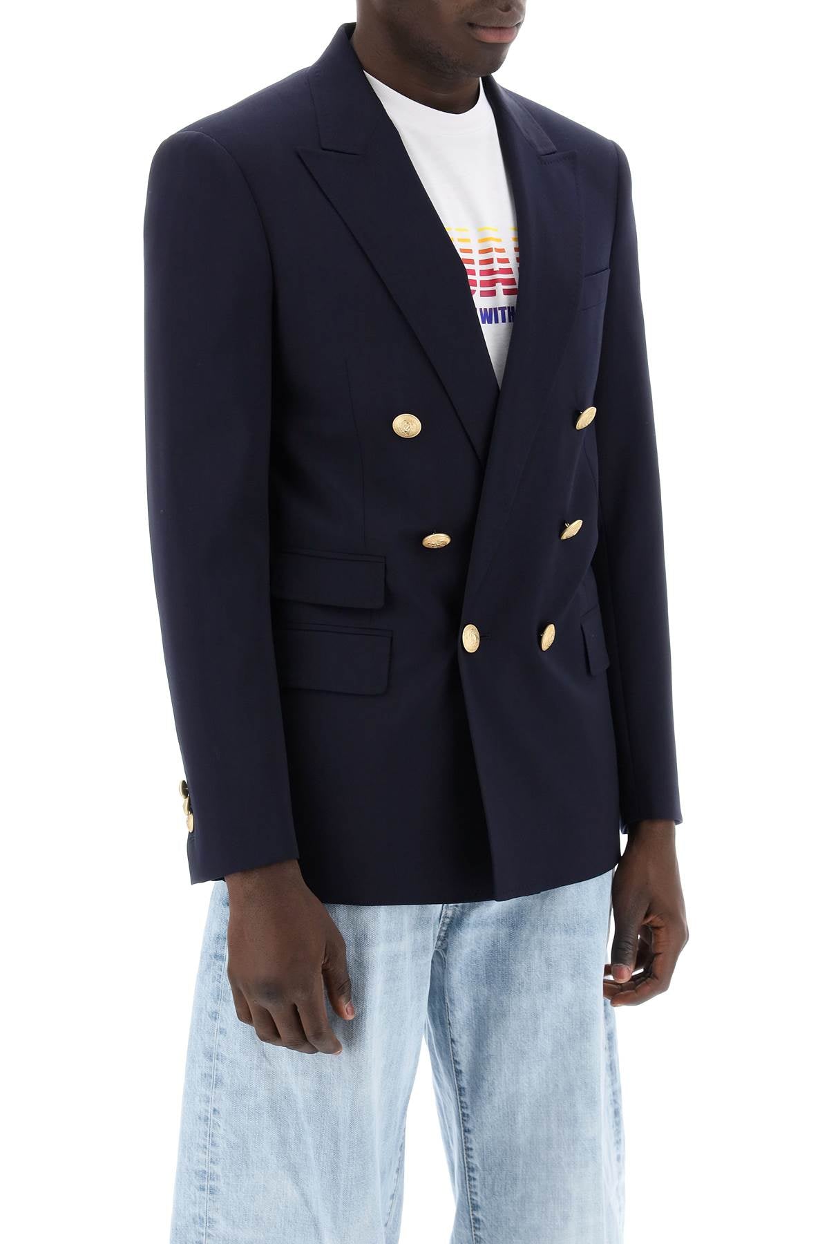 Shop Dsquared2 Men's Palm Beach Double-breasted Jacket In Blue