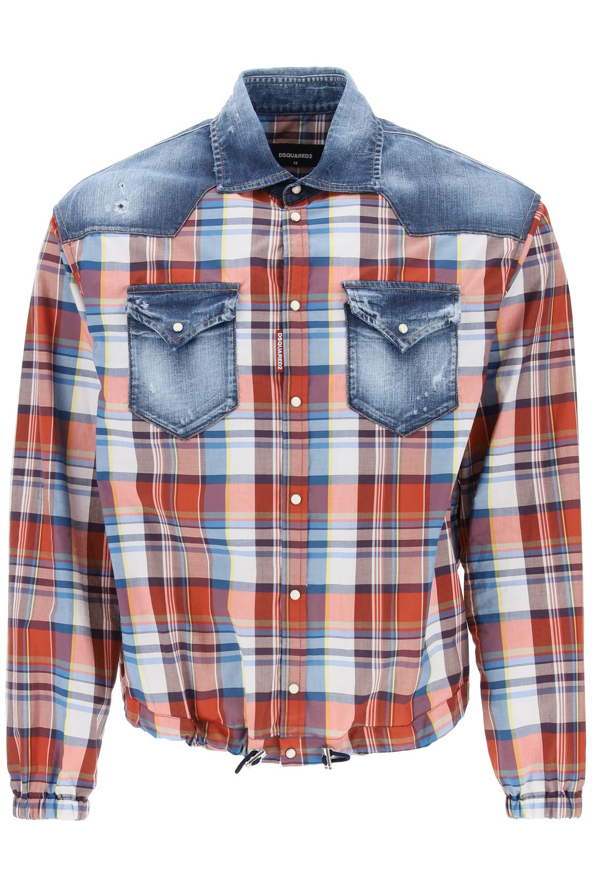 Shop Dsquared2 Plaid Western Shirt With Denim Inserts For Men In Multicolor