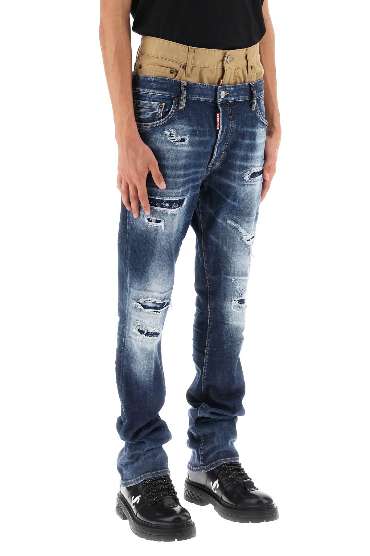 Shop Dsquared2 Medium Ripped Wash Skinny Twin Pack Jeans For Men In Blue