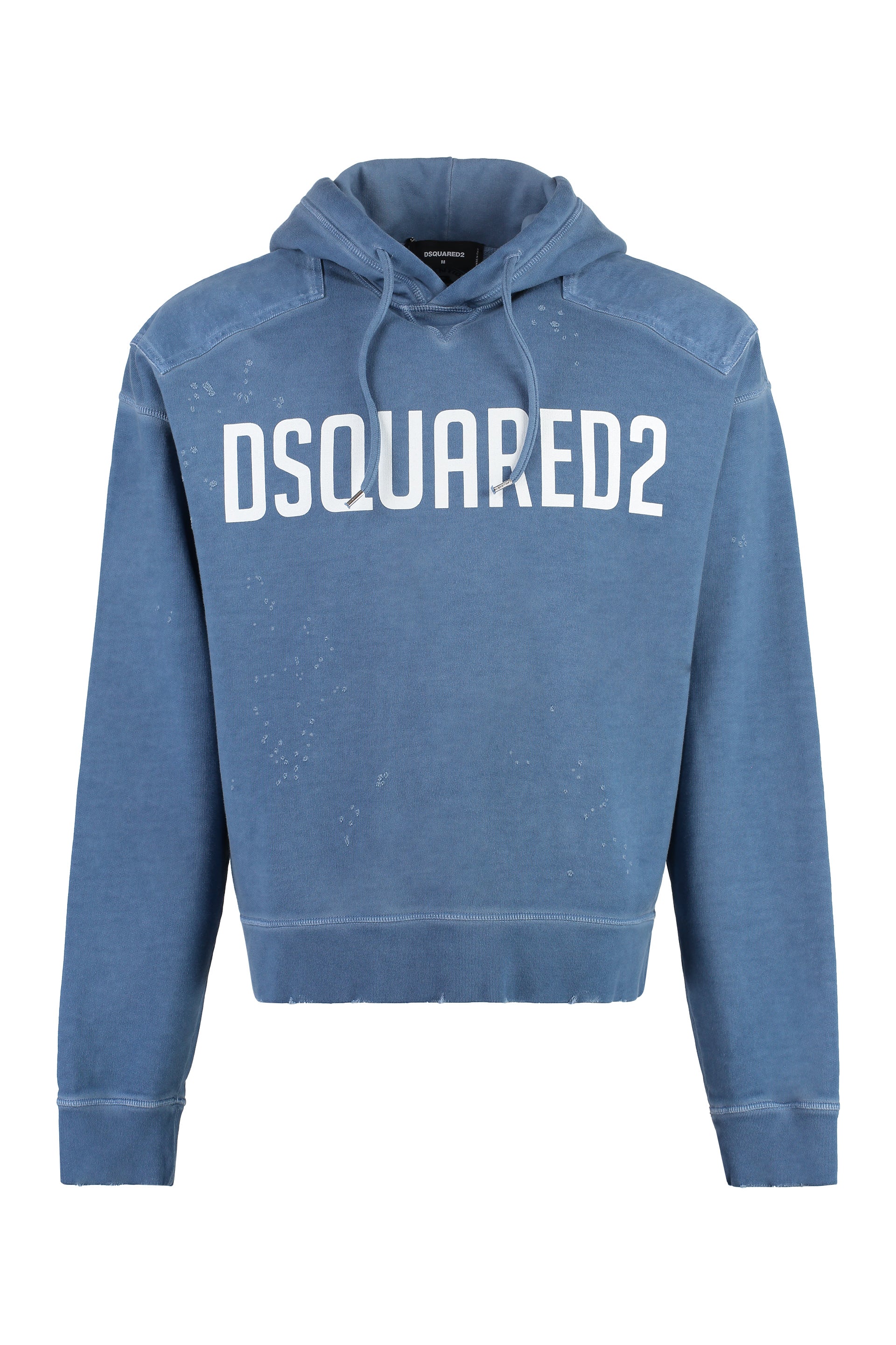 Shop Dsquared2 Men's Blue Destroyed Cotton Hoodie For Fw23 In Light Blue