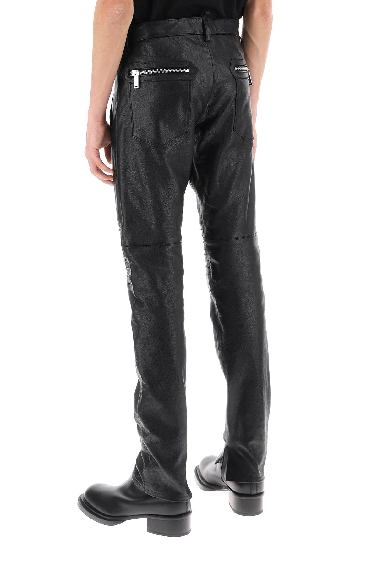 Shop Dsquared2 Biker-inspired Black Leather Pants For Men