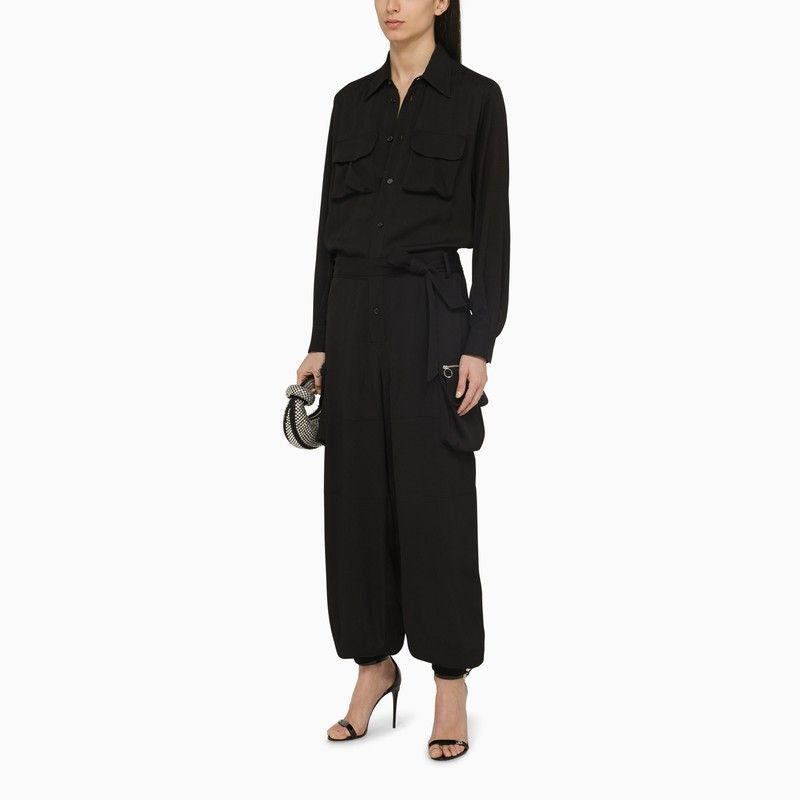 Shop Dsquared2 Black Silk Blend Cargo Suit For Women