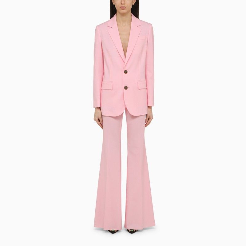 Shop Dsquared2 Pink Wool Blend Palazzo Trousers For Women