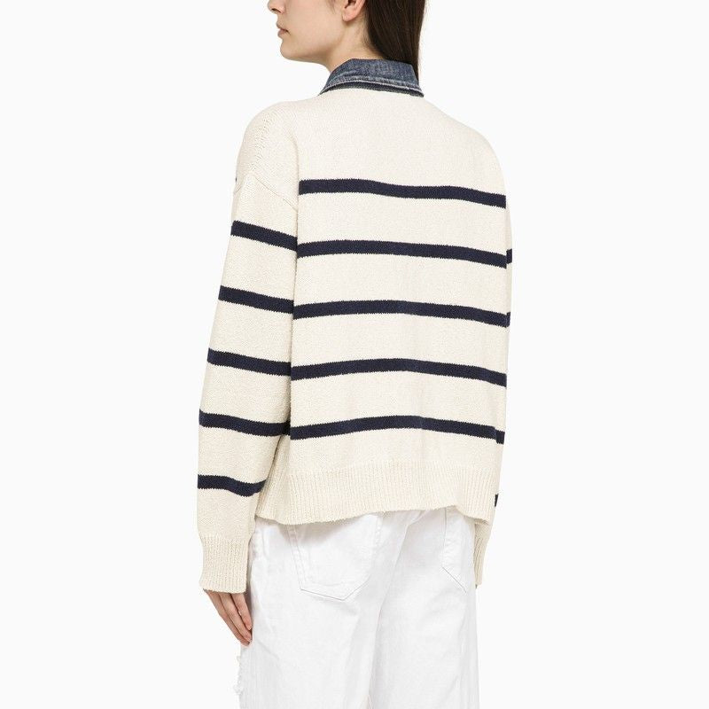 Shop Dsquared2 Blue & White Striped Cotton-blend Cardigan For Women