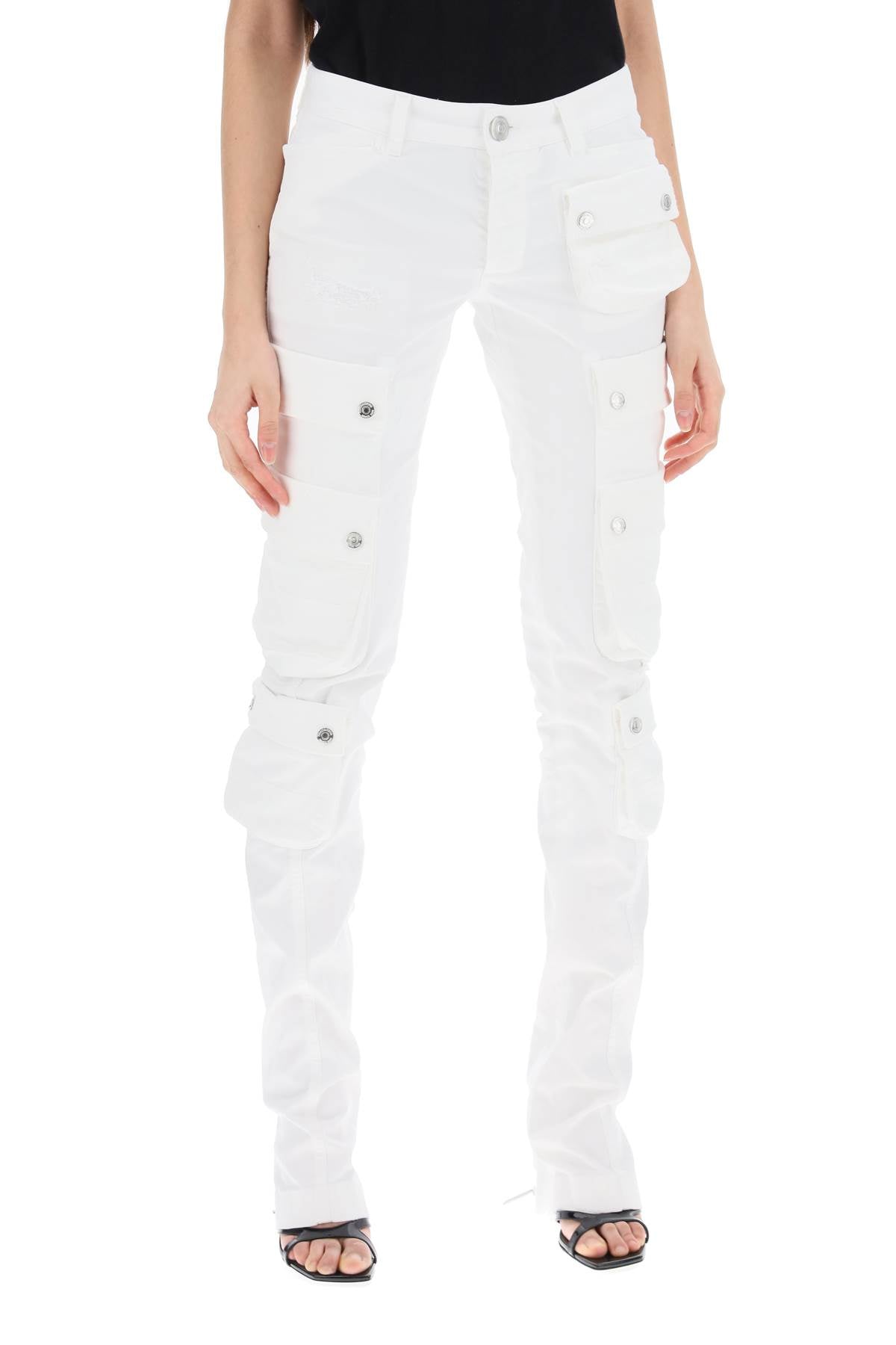 Shop Dsquared2 High-waisted White Trumpet Cargo Pants For Women