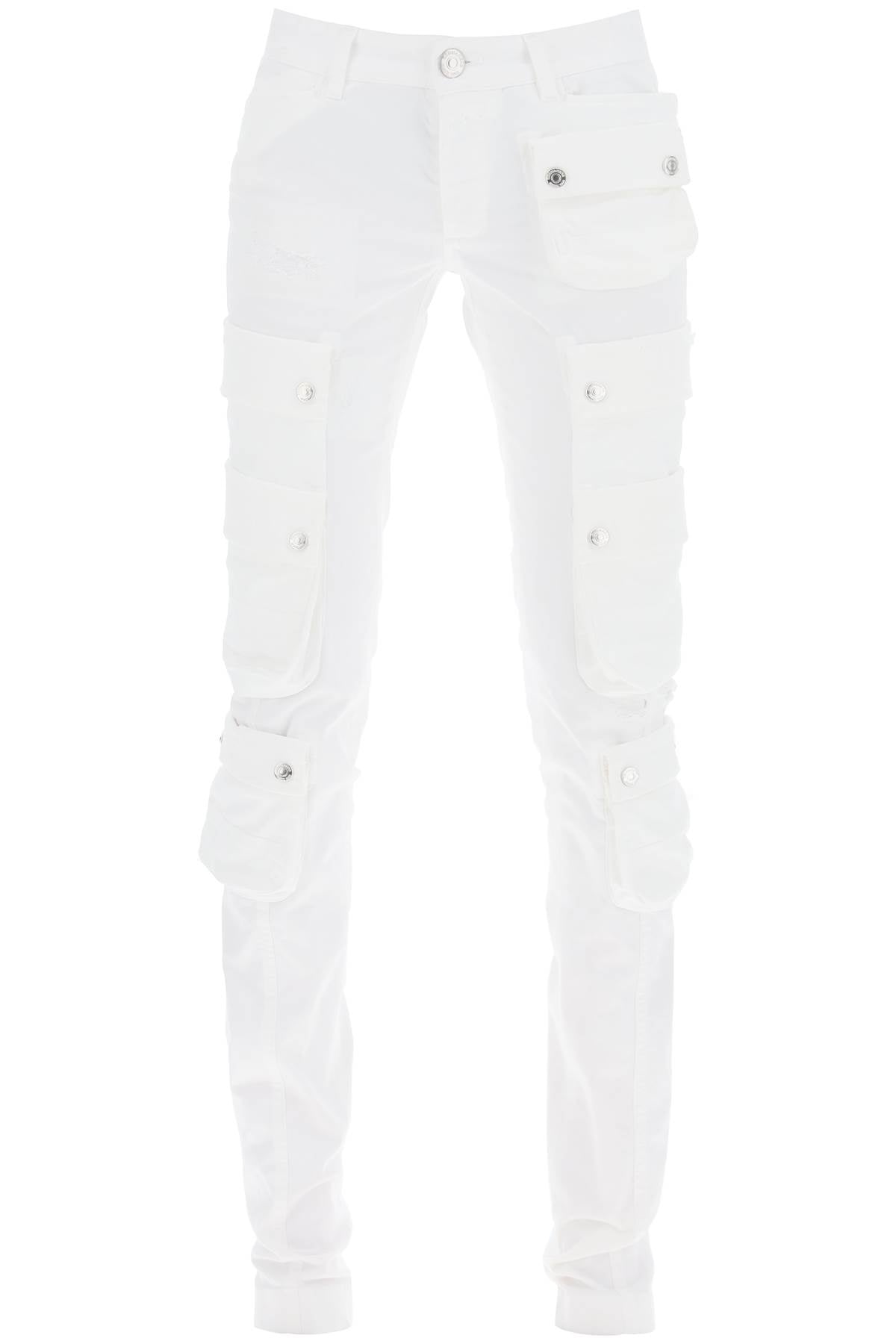Shop Dsquared2 High-waisted White Trumpet Cargo Pants For Women