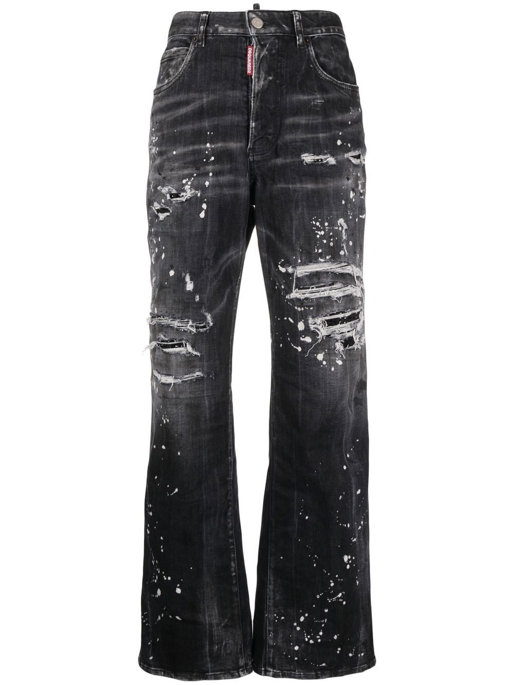 Shop Dsquared2 Women's Distressed Bootcut Jeans In Black