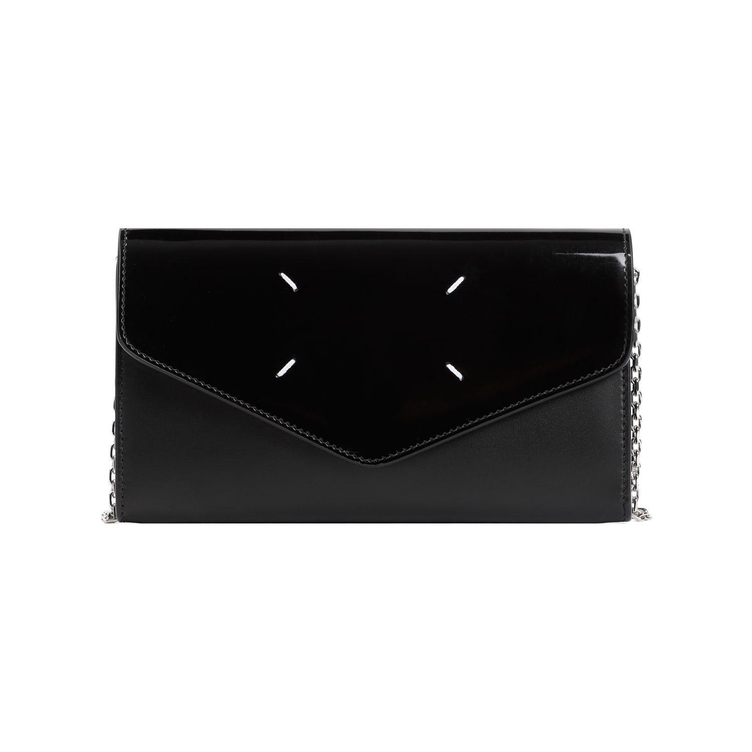 Shop Maison Margiela Unisex Black Leather Mini Chain Wallet Bag