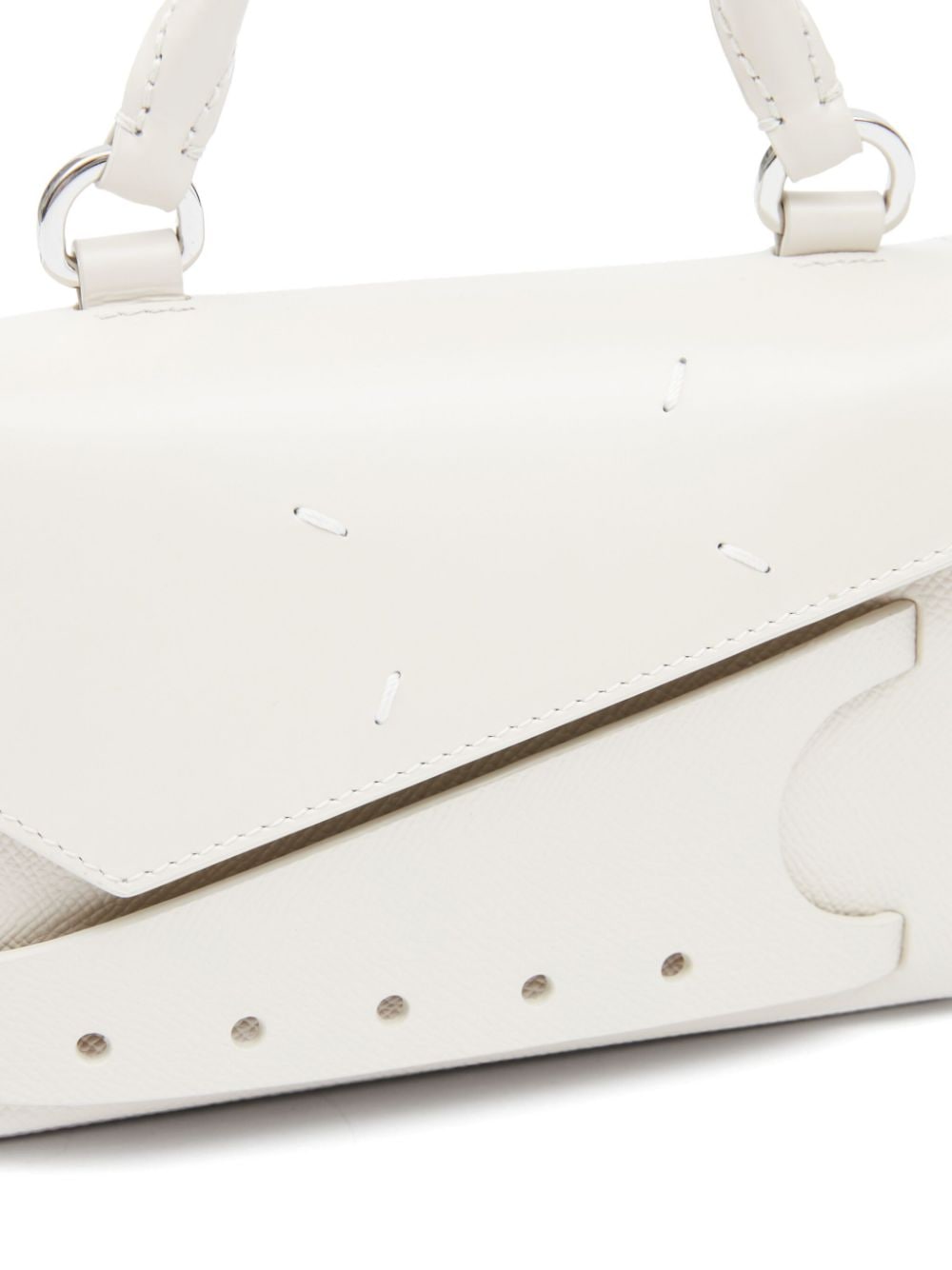 Shop Maison Margiela Off-white Calfskin Top-handle Handbag For Women (ss24)