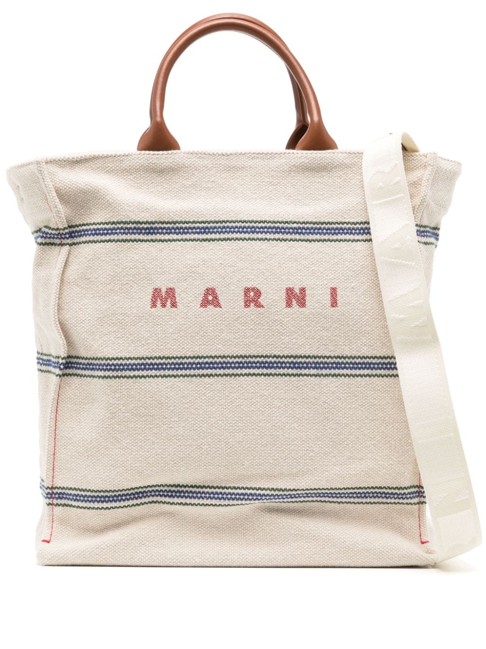 Shop Marni Beige Cotton Blend Canvas Tote Handbag For Men In Tan