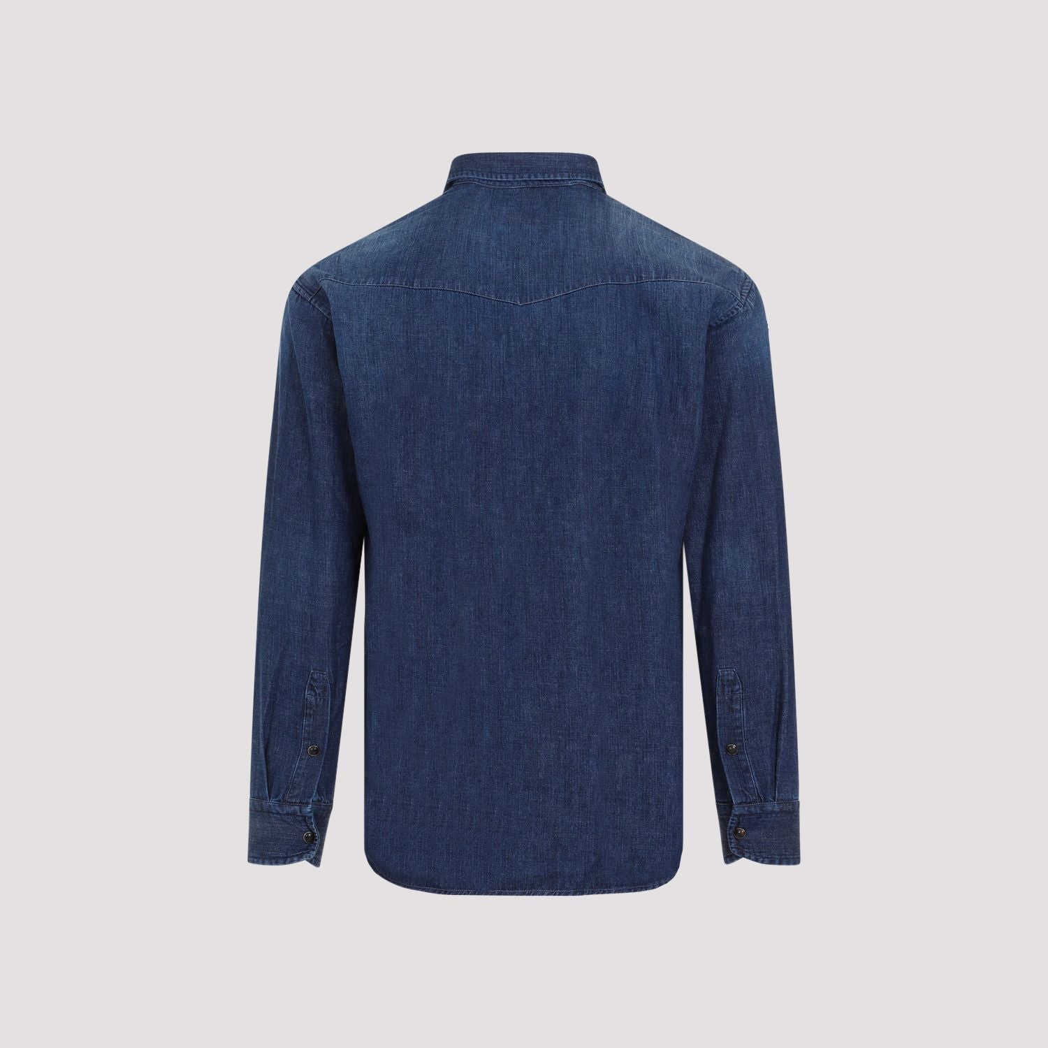 Shop Brioni Navy Blue Cotton Western Shirt For Men