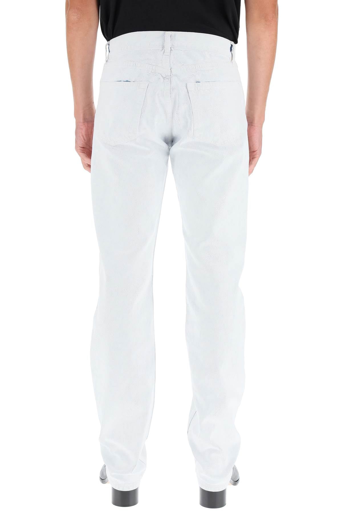 Shop Maison Margiela Men's Coated Denim Jeans In White