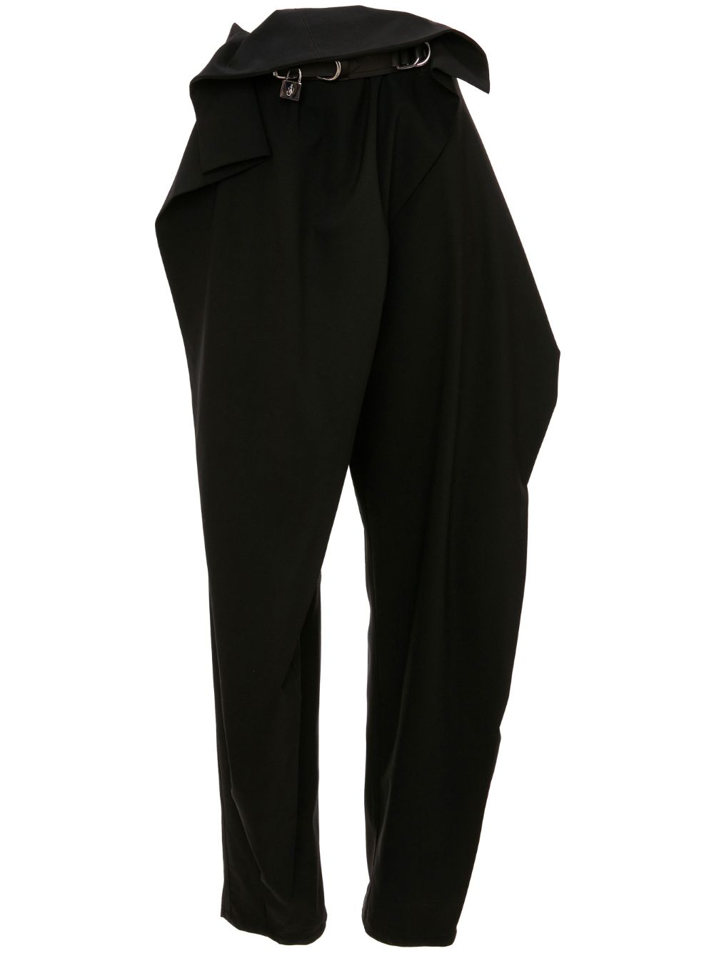 Shop Jw Anderson Black Wool Pants With Silver Padlock Accent