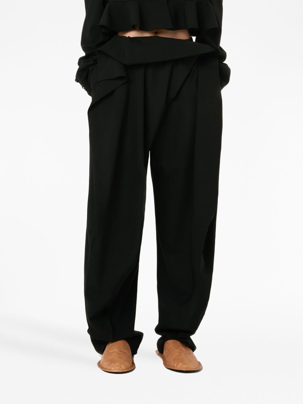 Shop Jw Anderson Black Wool Pants With Silver Padlock Accent