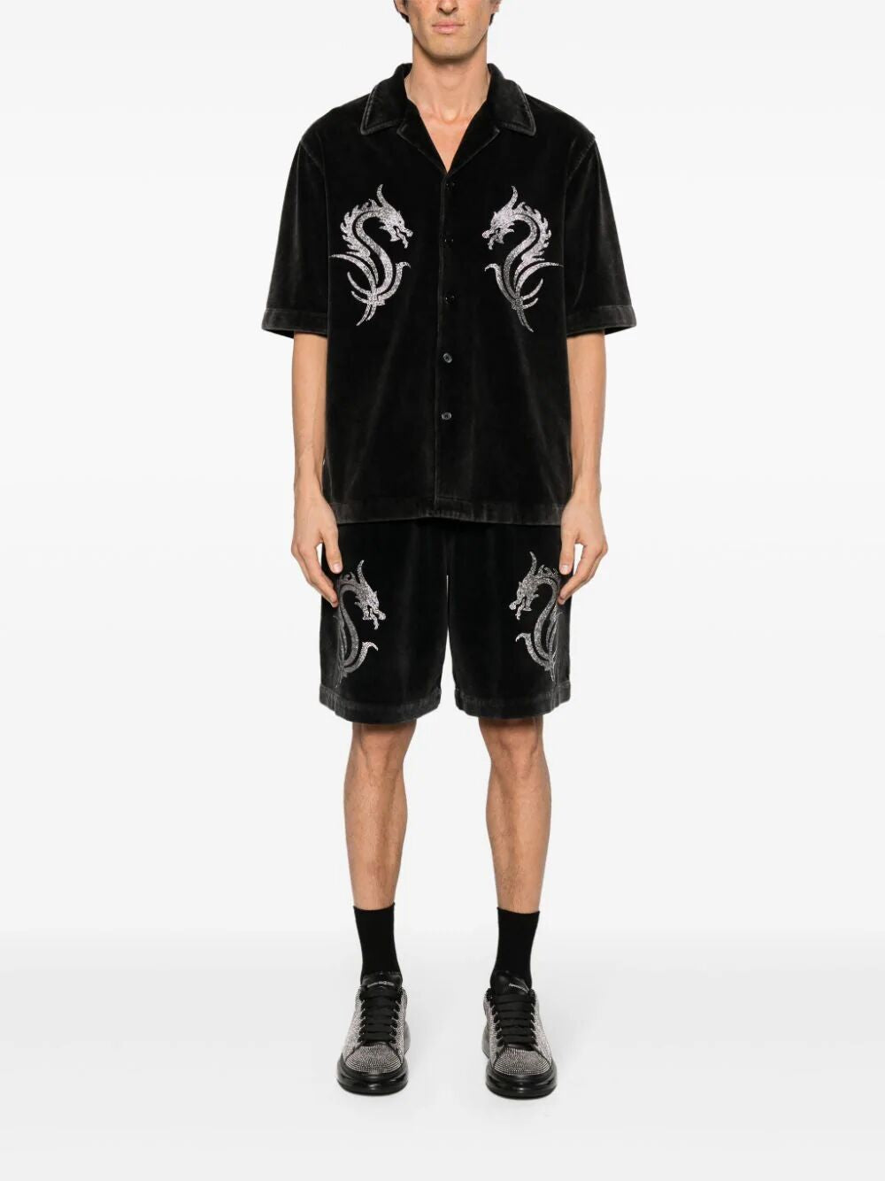 Shop Alexander Wang Black Dragon Hotfix Velour Shirts For Women
