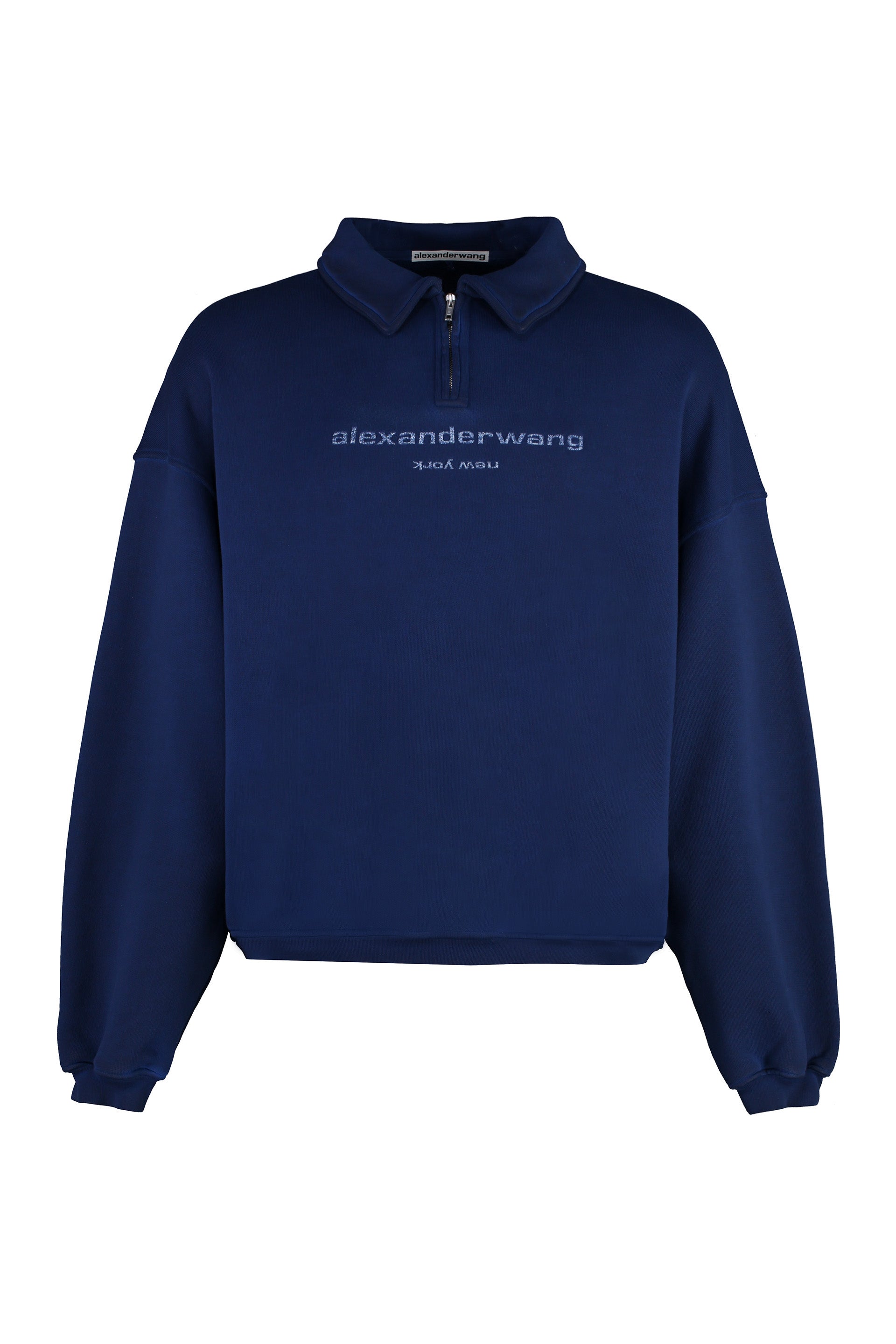 Shop Alexander Wang Blue Cotton Crew-neck Sweatshirt For Men