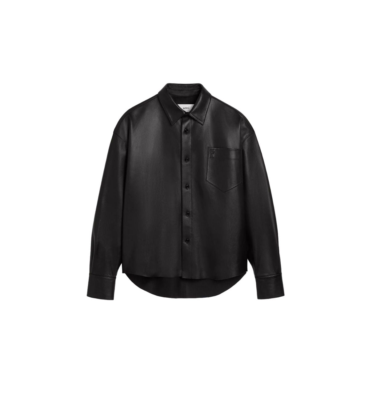 Shop Ami Alexandre Mattiussi Leather Overshirt In Black