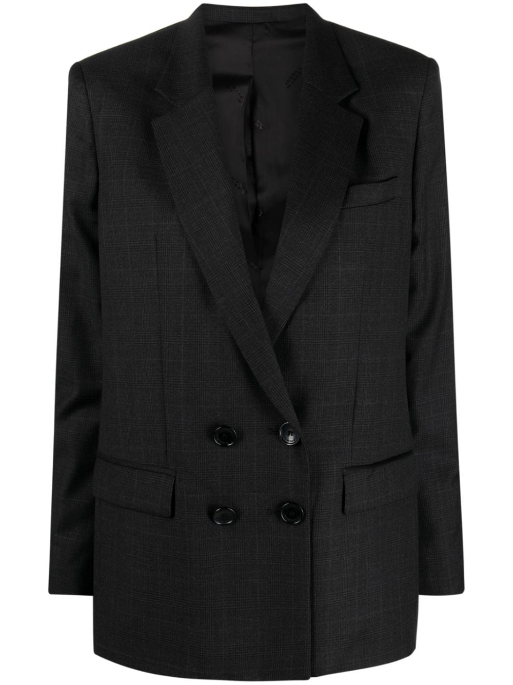 Isabel Marant Anthracite Plaid Double-breasted Blazer For Women