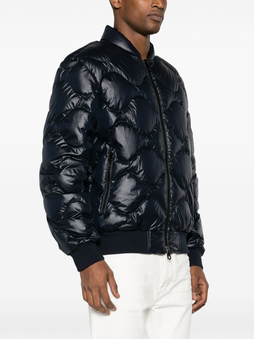 Shop Duvetica Navy Blue Diamond Quilted Jacket For Men