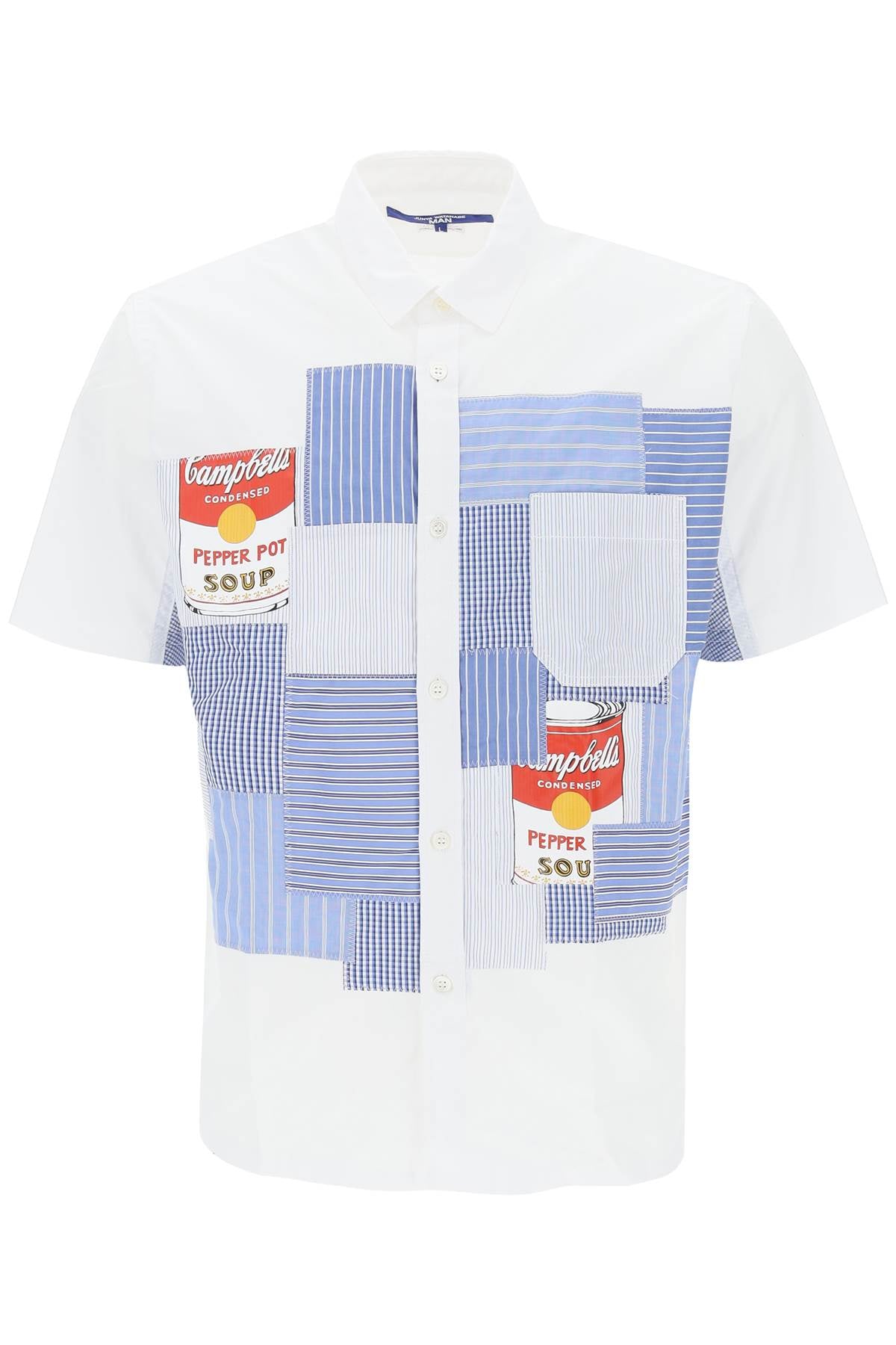 Shop Junya Watanabe Men's Short Sleeve Patchwork Shirt For Ss23 In Multicolor