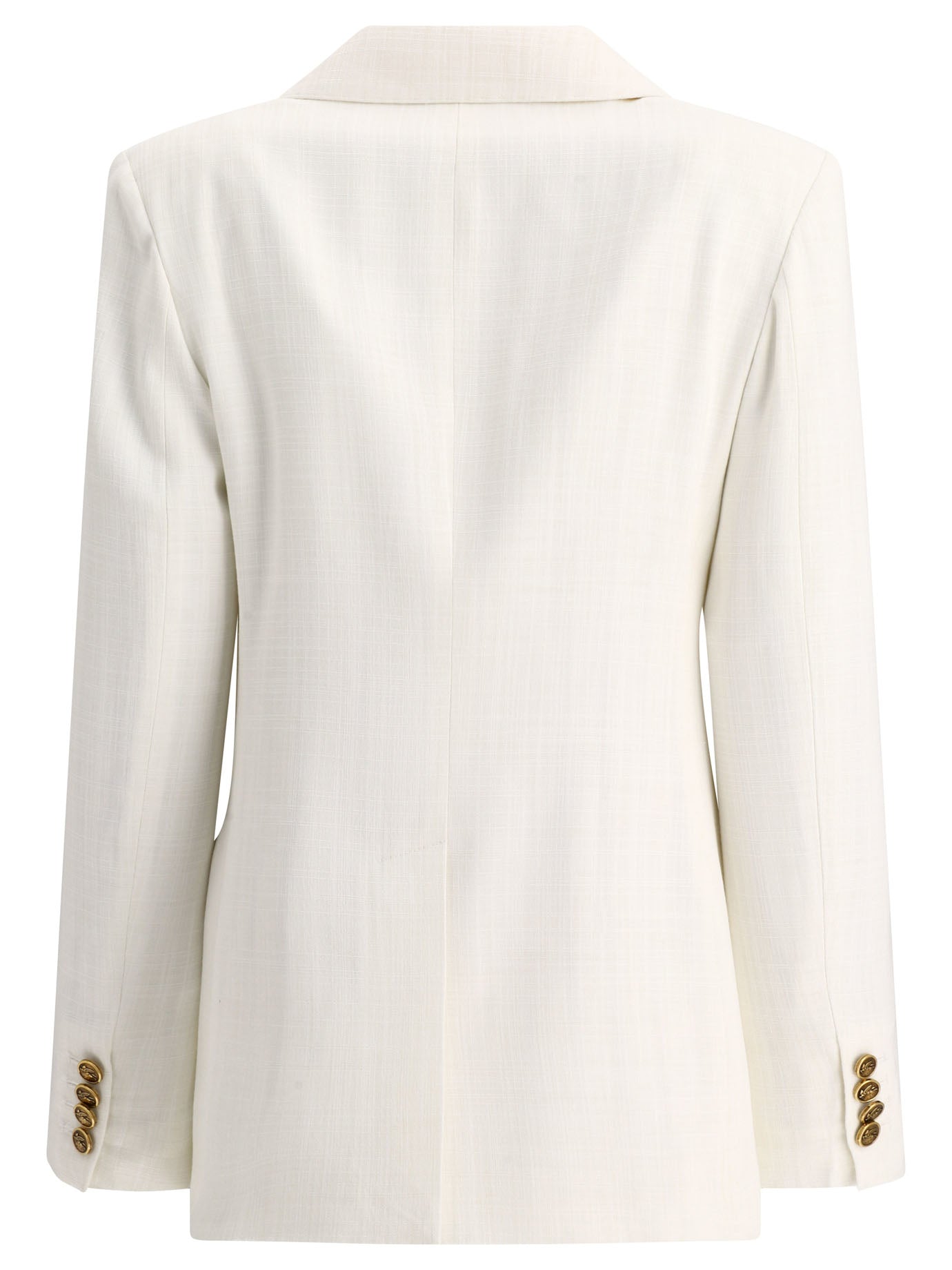 Shop Etro Double-breasted Slub Fabric Blazer For Women In White
