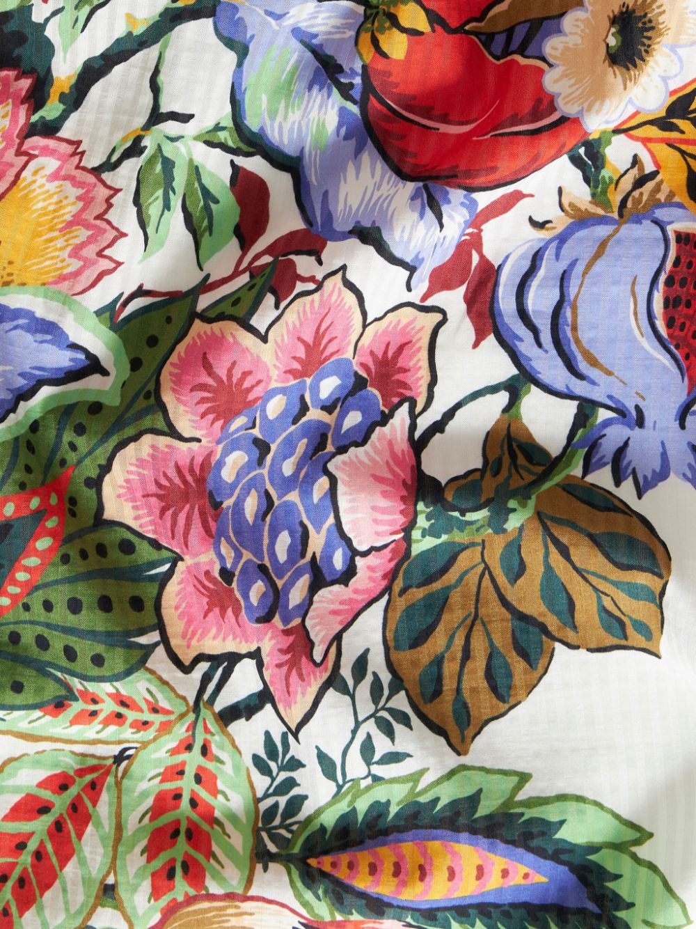 Shop Etro Floral Print Cotton-silk Blend Long Dress In Multicolor