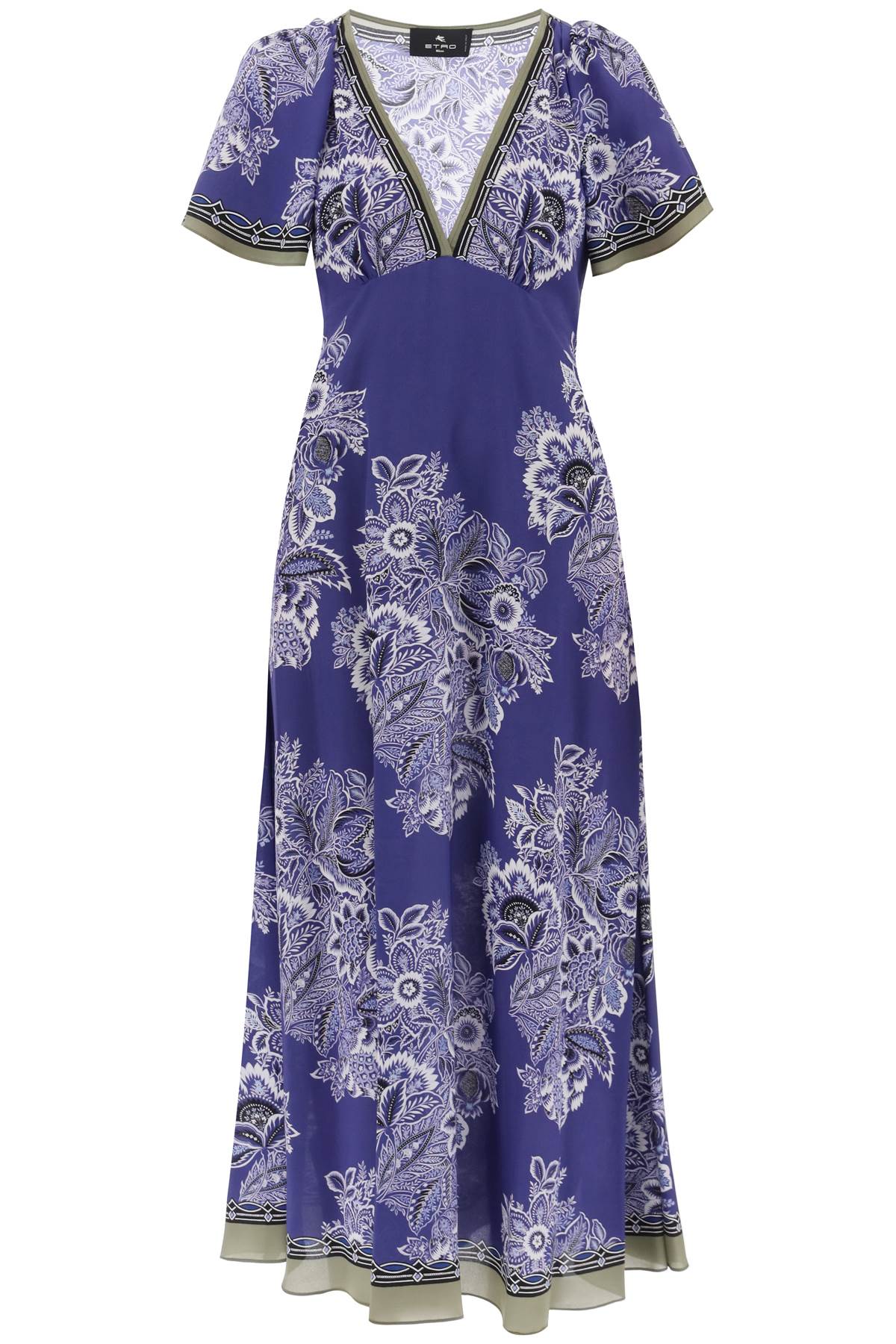 Shop Etro Vintage-inspired Floral Maxi Dress In Luxurious Silk Crepe In Purple