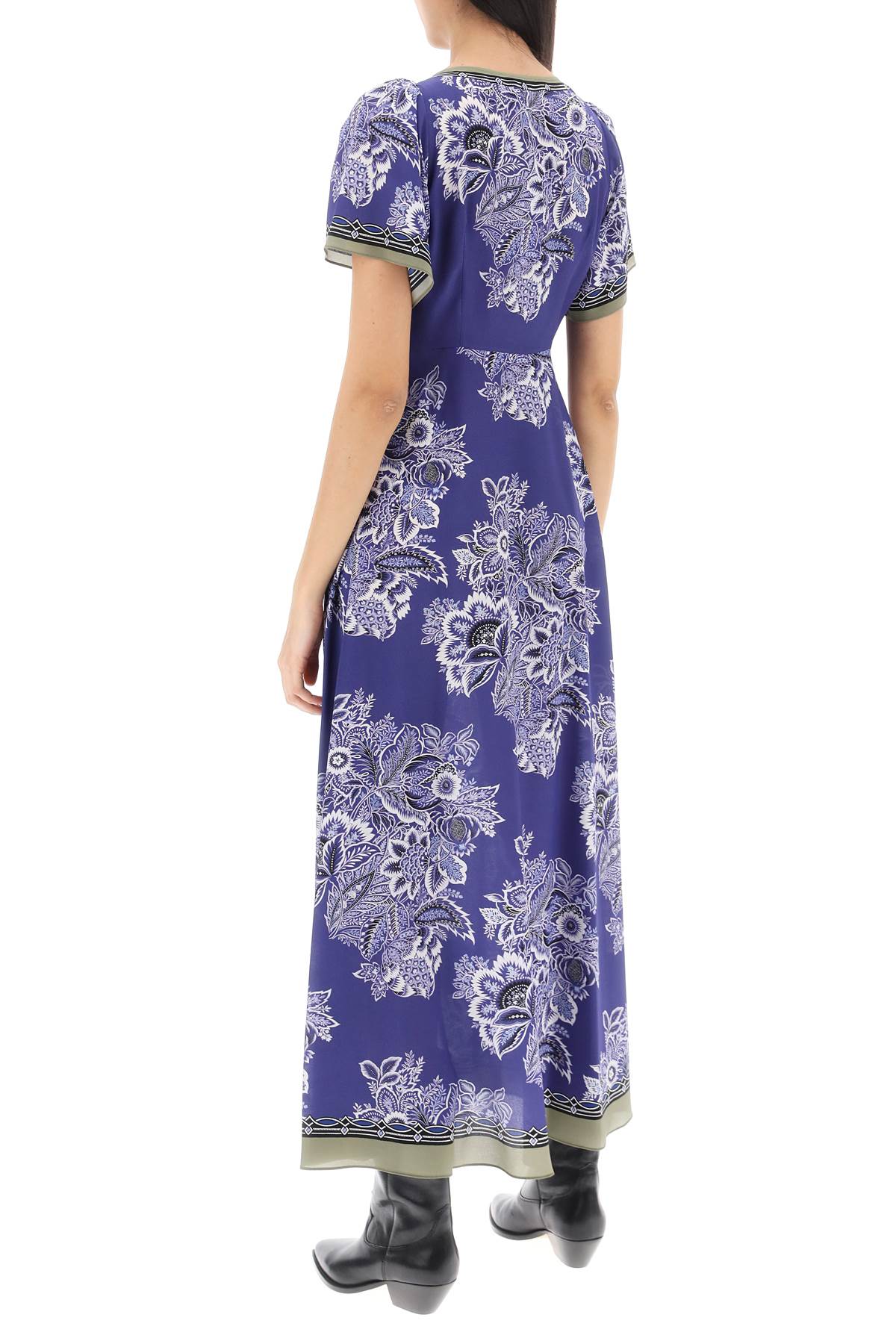 Shop Etro Vintage-inspired Floral Maxi Dress In Luxurious Silk Crepe In Purple