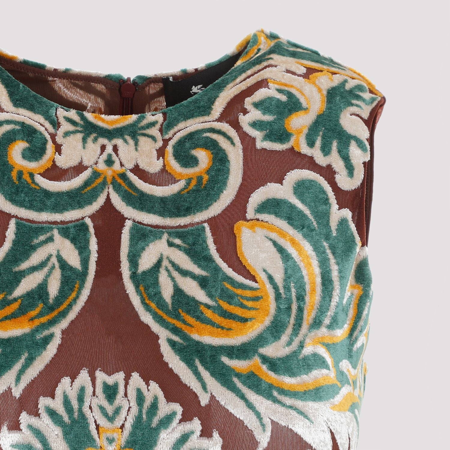 Shop Etro Colorful Printed Midi Dress For Women In Tan