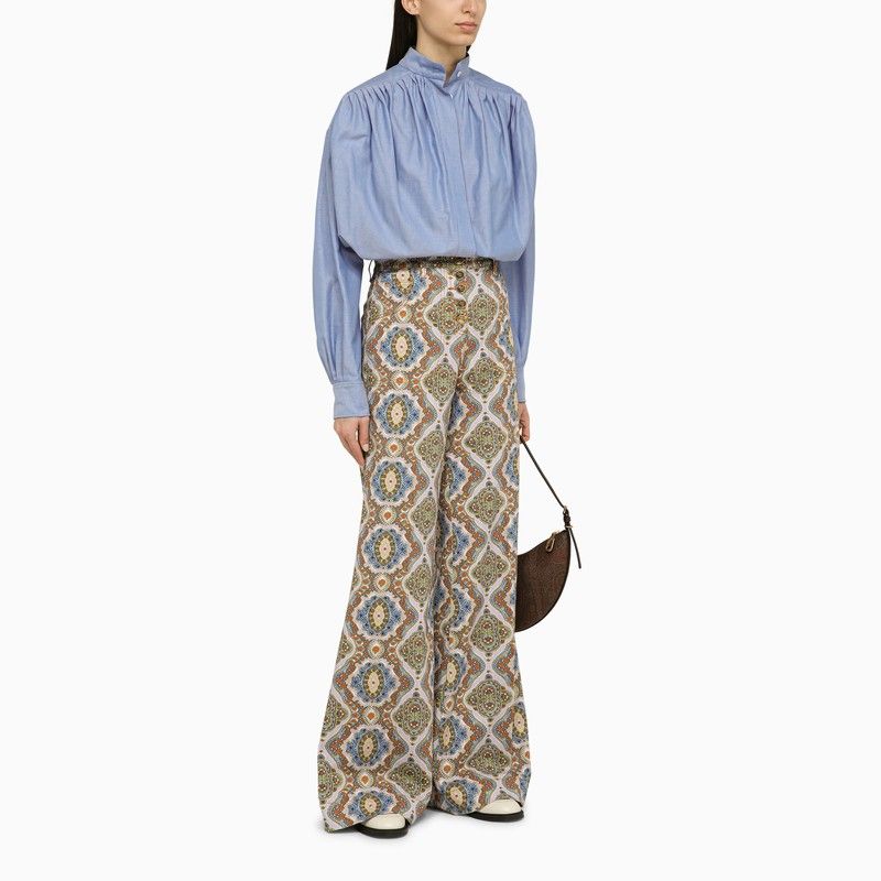 Shop Etro Multicolored Wide-leg Cotton Trousers For Women