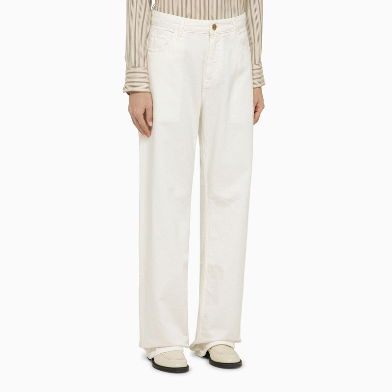 Shop Etro White Cotton Denim Baggy Jeans For Women