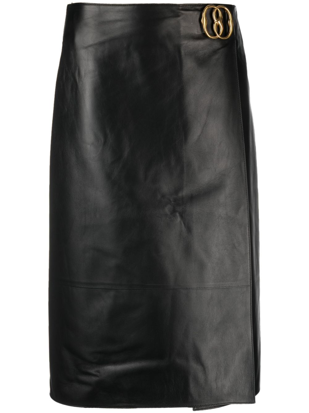 Shop Bally Black Leather Midi Skirt For Women