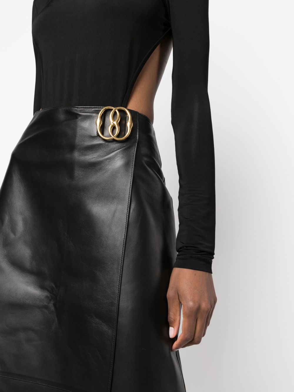 Shop Bally Black Leather Midi Skirt For Women