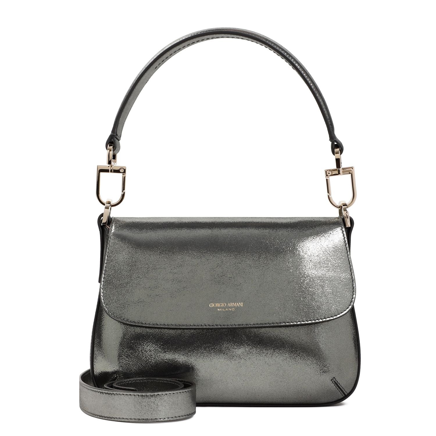 Shop Giorgio Armani Black Leather Shoulder And Crossbody Bag For Women