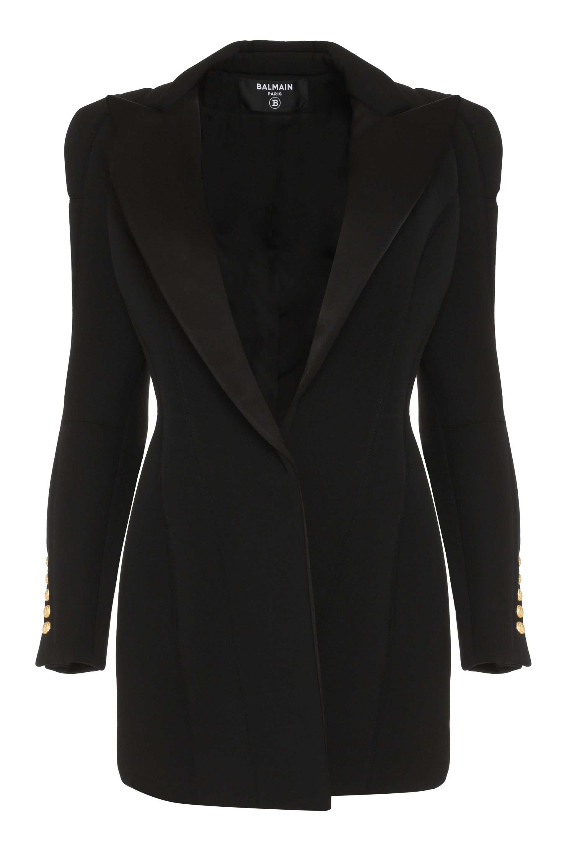 Shop Balmain Structured Wool Single-breasted Blazer For Women In Black