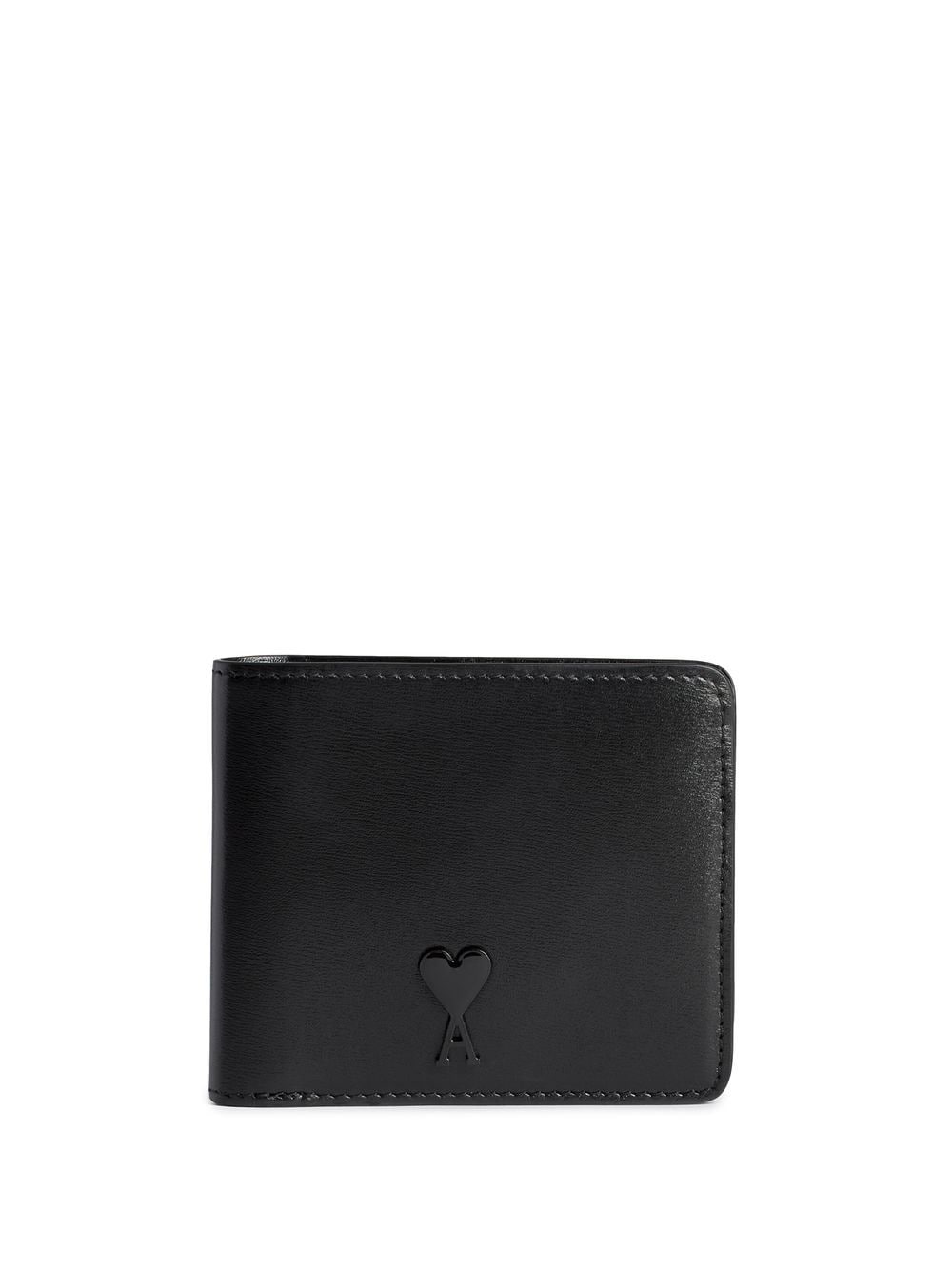 Ami Alexandre Mattiussi Black Logo Bi-fold Leather Wallet For Men