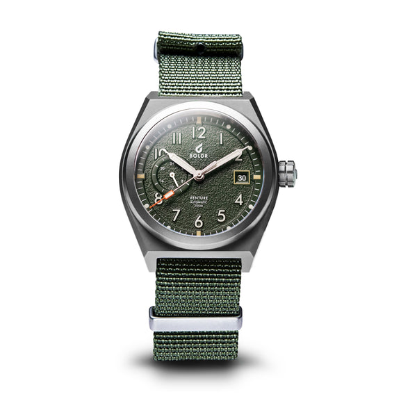 BOLDR Safari Ranger Upepo Automatic (40mm) Khaki Dial / Tan Nylon  SFR-FI-UPE-40-20 - First Class Watches™ USA