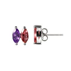 Tourmaline and Amethyst Sterling Silver Stud Earrings