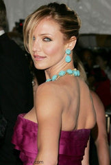 Cameron Diaz wears turquoise necklace