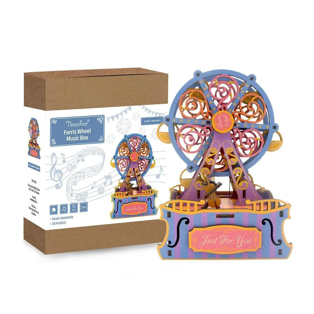 TONECHEER 3D Creative Musical Puzzle DIY Rotating Music Box Kit (Ferris Wheel) - Tonecheer