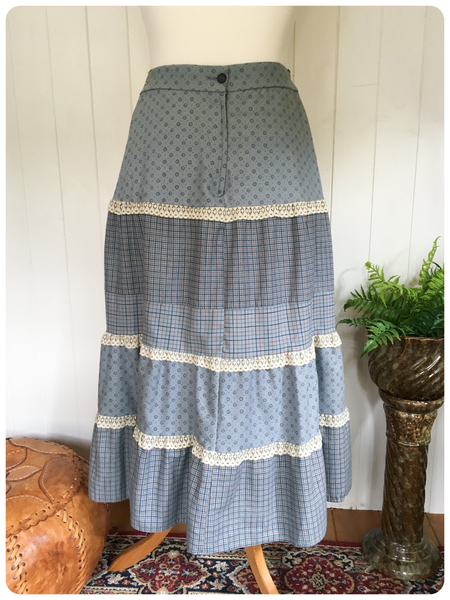 VINTAGE 70's COTTON HIGH WAISTED GYPSY PEASANT PRAIRIE BOHO SKIRT UK6 –  Penny Bizarre