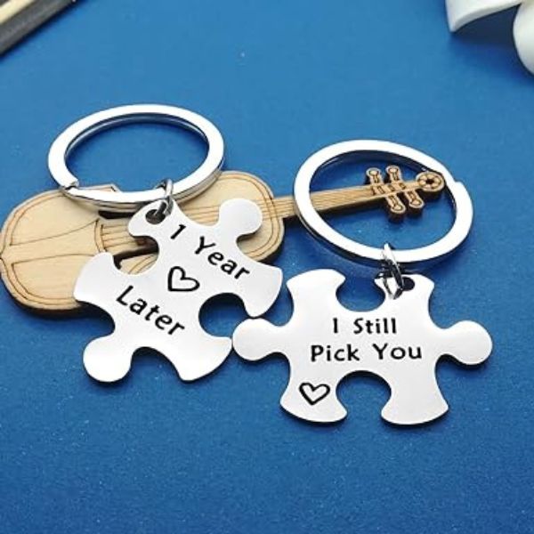 1-Year Anniversary Couple Keychain, a practical and sweet 1 year anniversary gift.